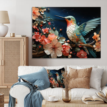 Teal Pink Hummingbird Harmony - Hummingbird Wall Art Prints